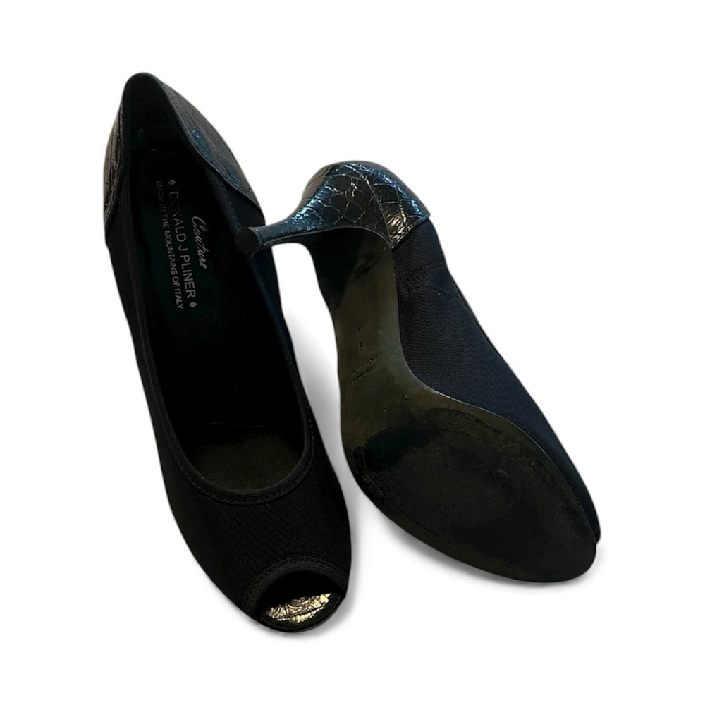Donald J. Pliner Black Peep-Toe Heels